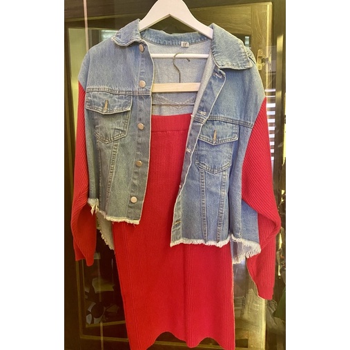 one set jeans kombinasi rajut