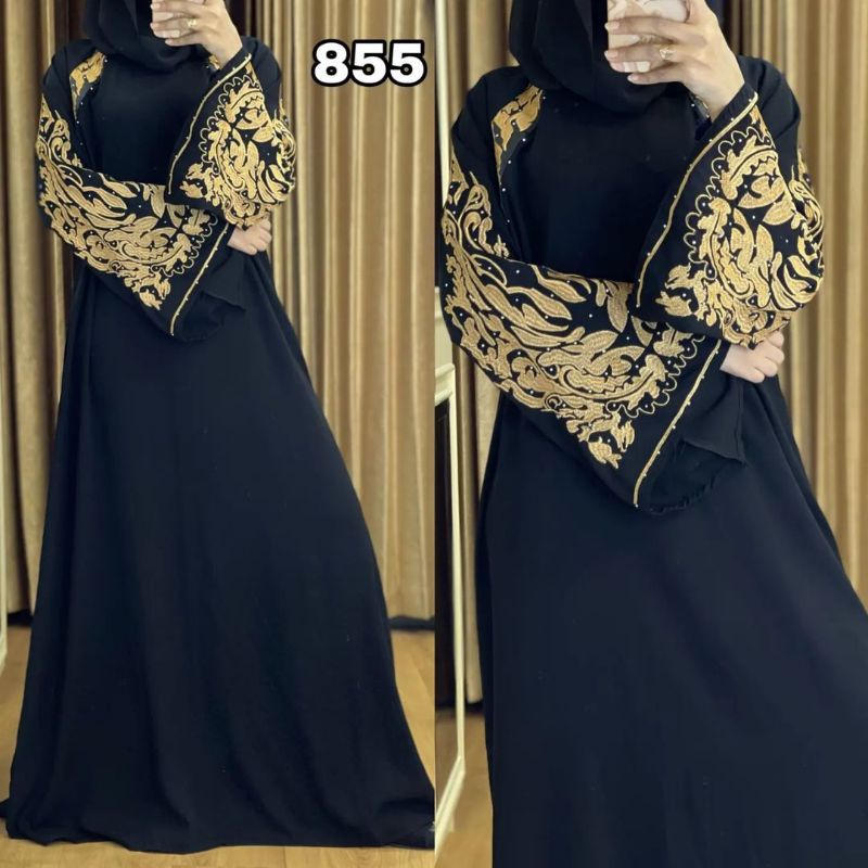 Gamis Abaya Hitam Abaya Arab Jubah Saudi Dress Abaya Bordir Baju Muslim Wanita