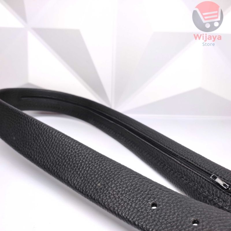 Ikat Pinggang Resleting Kulit Sintetis PU Leather Berkualitas Pria Sabuk Gesper Pendeng - [B009]
