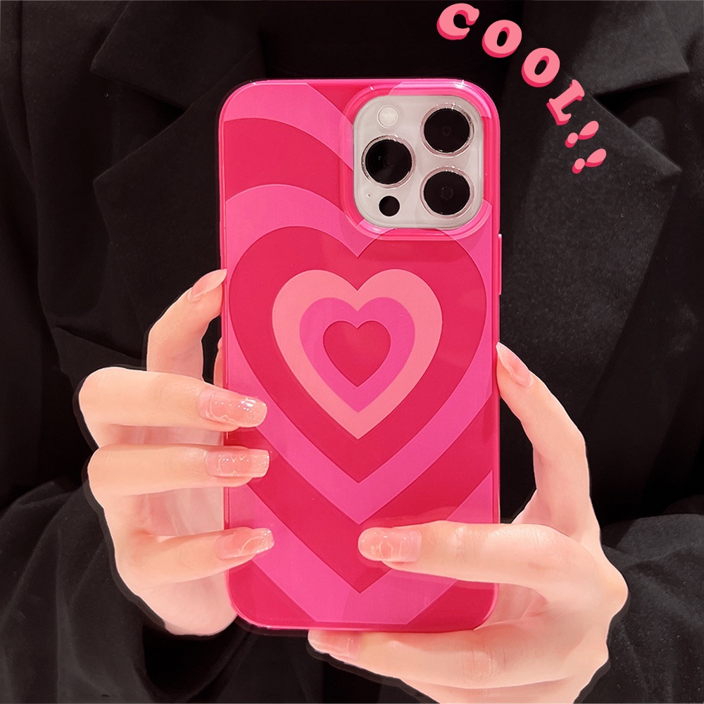 IPHONE Ins Pink Love Case Silikon Untuk Iphone14 7/8 SE 2020 7+8 PLUS 11 12 13 Mini PRO MAX Casing Cover Pelindung AT0186