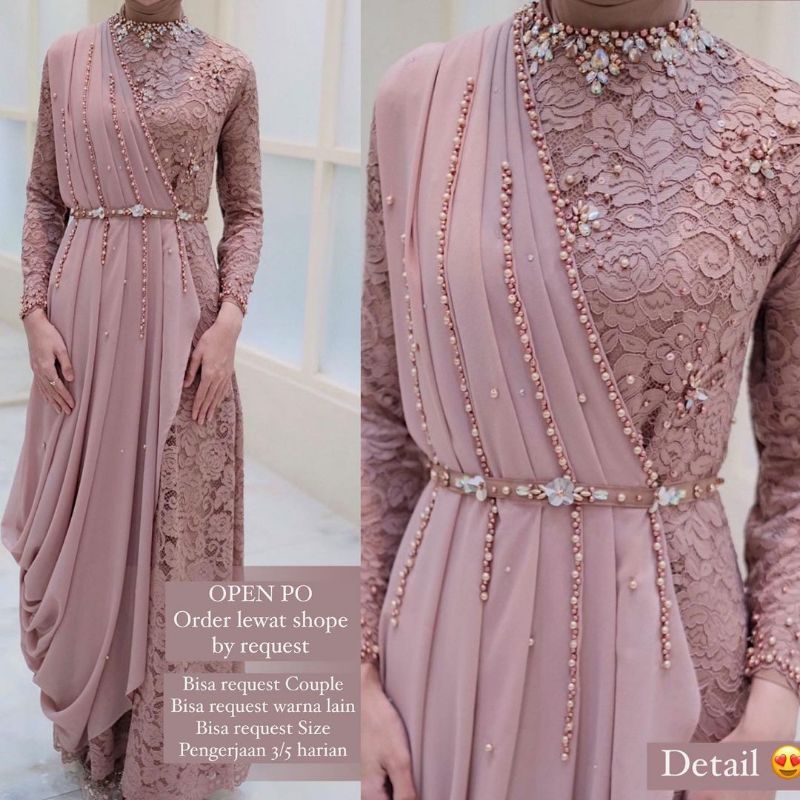 GAUN PESTA GAUN WISUDA GAUN BROKAT CERUTY SAMPING