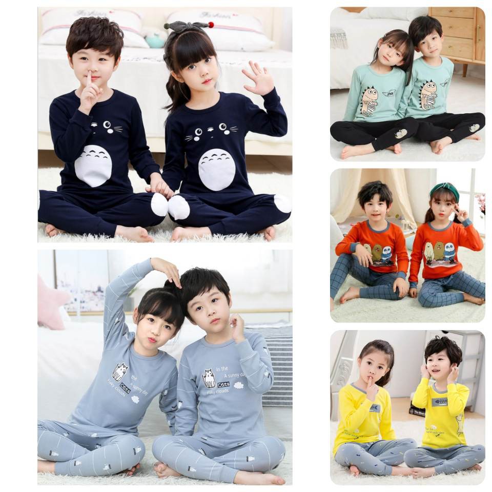  BAJU  PIYAMA ANAK  LENGAN PANJANG BAJU  COUPLE ANAK  SET BAJU  