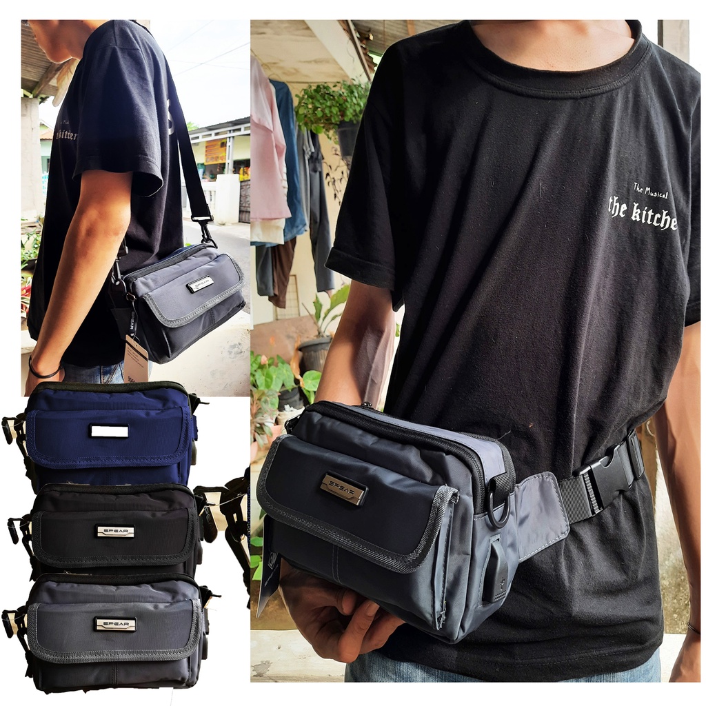 Tas Pinggang Waistbag dan Selempang Brand Spear USB Port Tas portable masa Kini