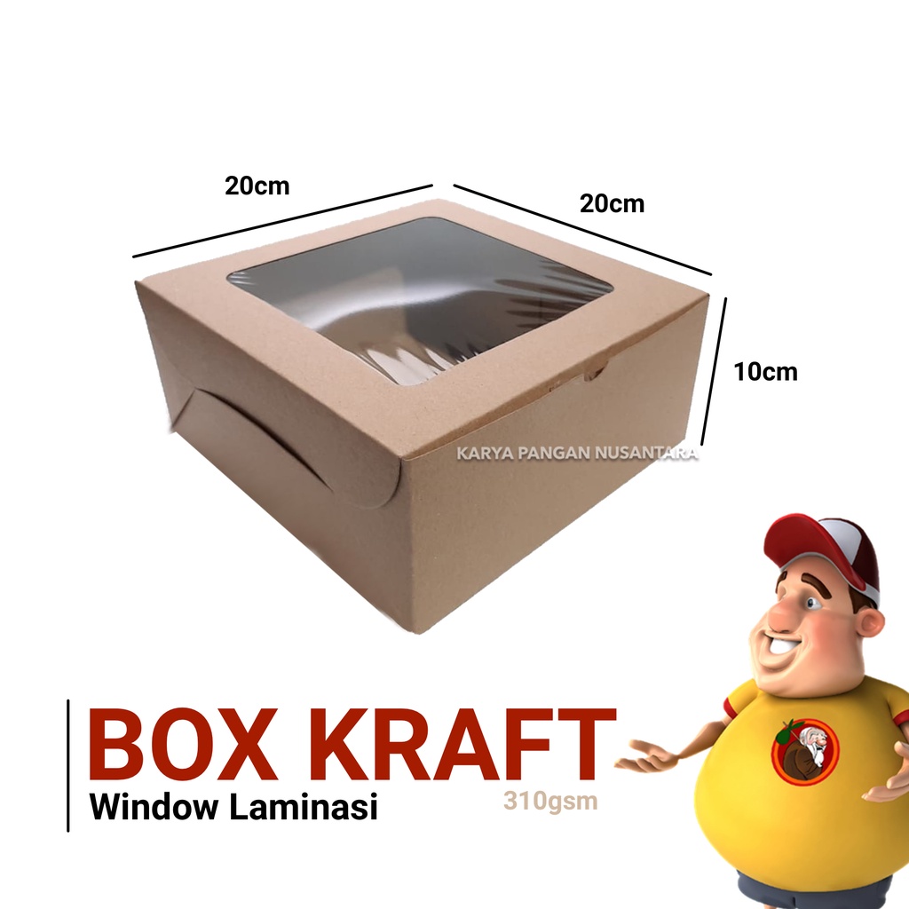 

KOTAK KUE KRAFT WINDOW LAMINASI 20 X 20 X 10 CM BOX KUE DUS KOTAK NASI