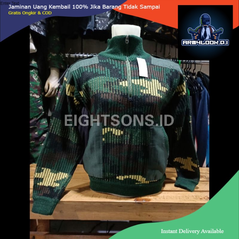 PROMO Sweater Rajut Doreng Loreng Army Pria wanita dewasa Military Tentara jaket sweater hitam hijau