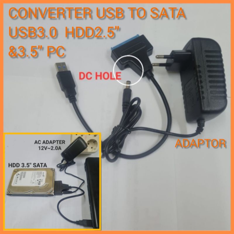 CONVERTER USB 3.0 TO SATA HDD3.5 PC/2.5INCH + ADAPTOR