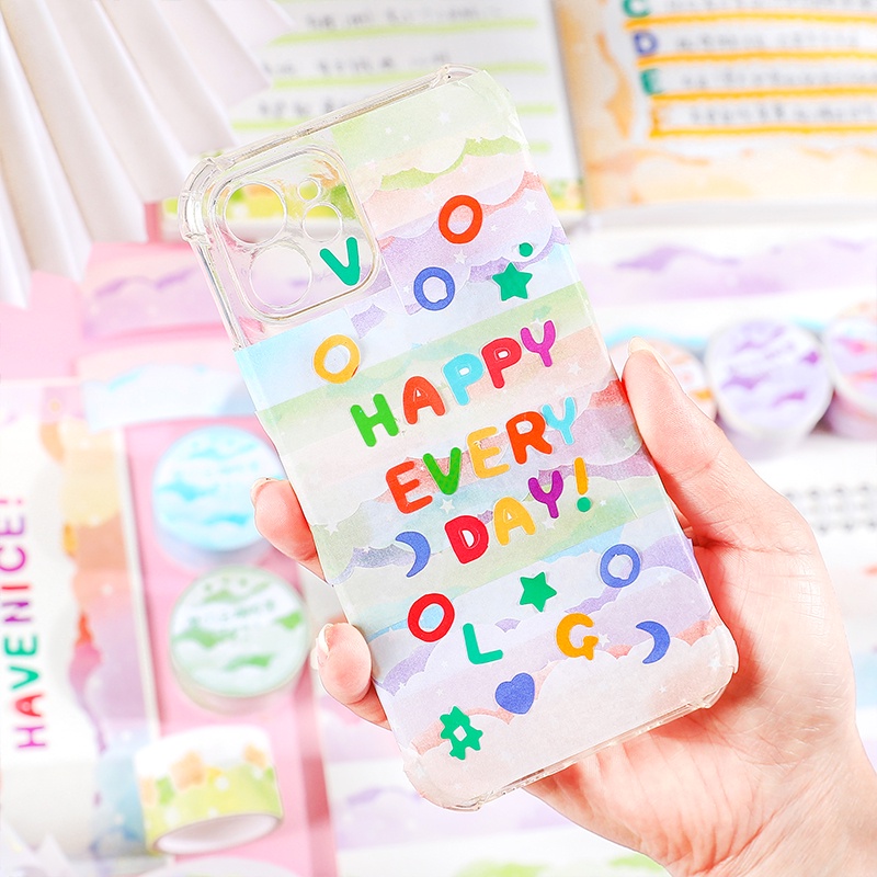 Stiker Kertas / Selotip Washi Gambar Awan / Ombak Untuk Dekorasi Scrapbook DIY