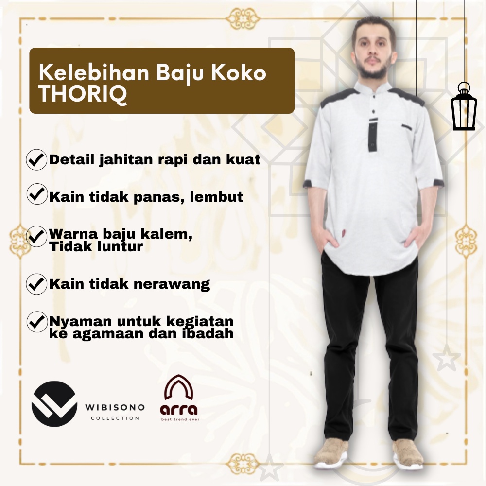 Baju Muslim Koko Kurta Pakistan YU16 Pria Cowok Dewasa Lengan Pendek 3/4 Terbaru Premium Original THORIQ