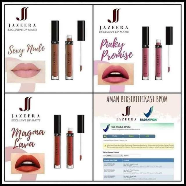Produk jazeera lip matte,jj cream foundation & minoki
