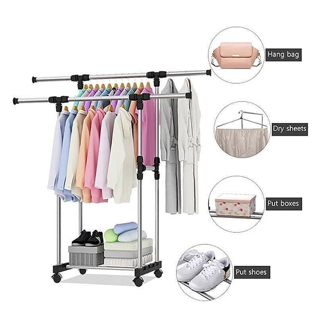 SIERRAHOME, READY, GANTUNGAN BAJU STAND HANGER DOUBLE/RAK SERBAGUNA