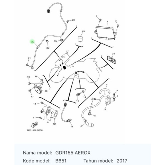 KABEL WHEEL SENSOR RODA DEPAN SPEEDOMETER AEROX NEW AEROX ASLI ORI YAMAHA  B63 H5970 01