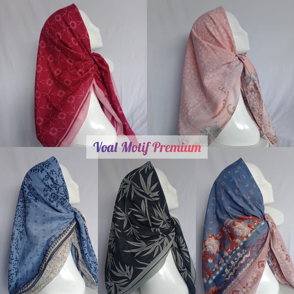 Jilbab Segi Empat Voal Motif Premium - Kayla Scraf / Hijab Kayla Scraf / Kerudung Segi Empat Voal Mo