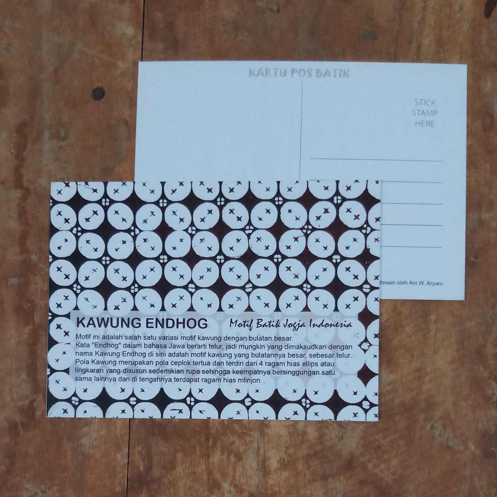 

POSTCARD KARTU POS BATIK INDONESIA MOTIF KAWUNG ENDHOG ISI 8 LEMBAR BISA CAMPUR MOTIF LAIN