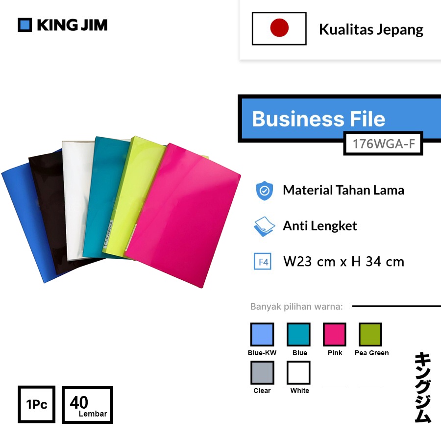 Clear File King Jim Folio 176WGA-F / Clear Holder Folio F4 20 Pocket