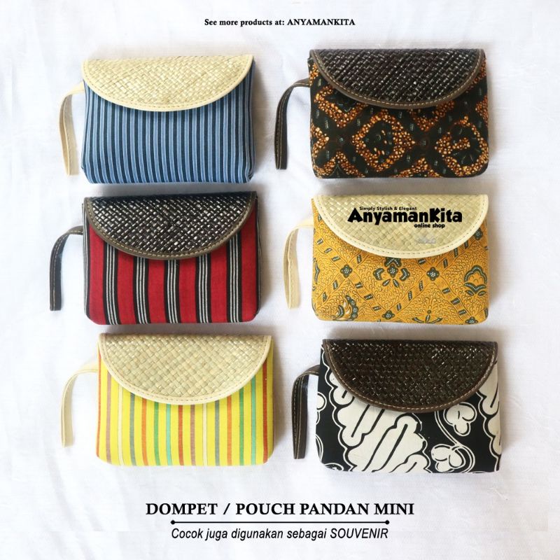 Dompet Pouch Pandan Mini Batik Lurik / Dompet Souvenir