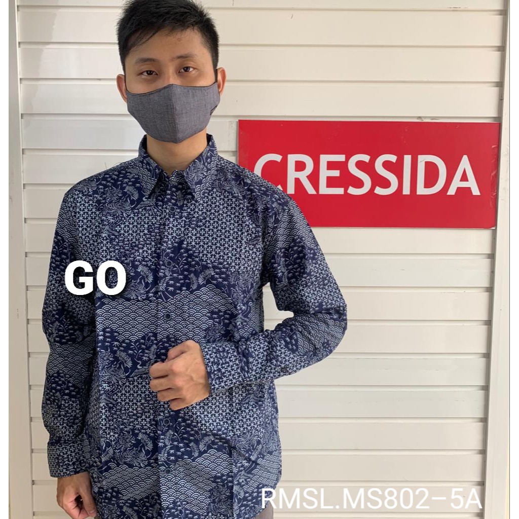 gos  CRESSIDA KEMEJA BATIK Pakaian Pria Atasan Kemeja Cowok Laki-Laki Hem Lengan Panjang Original