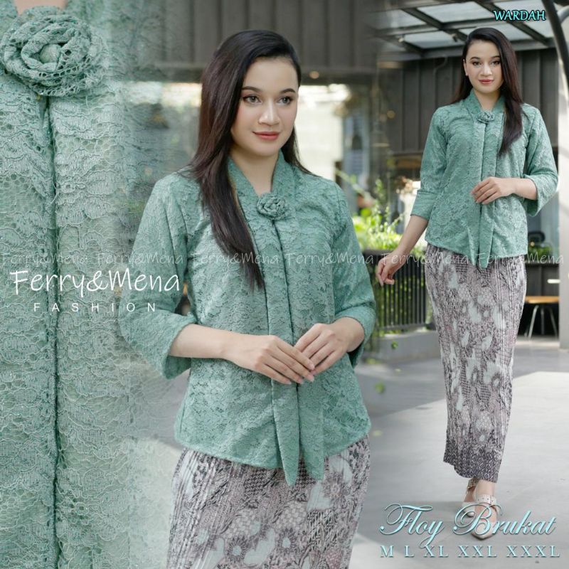Produk original setelan kebaya floy brukat//kebaya wisuda//kebaya pesta//kebaya perpisahan//kebaya brukat modern