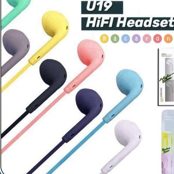 Headset Macaron U19 / handsfree macaron extra bass mate color