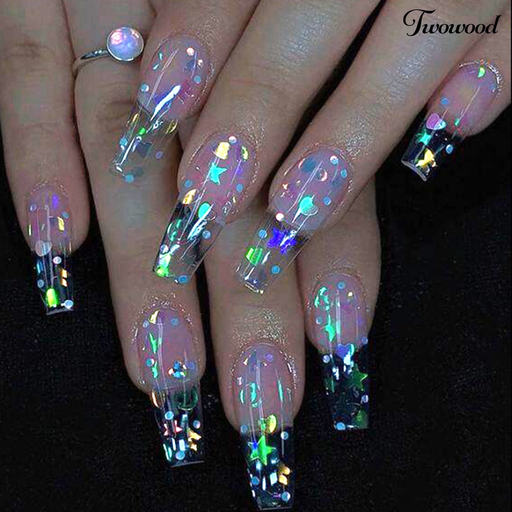 Payet Glitter Butterfly Bintang Hati Warna-Warni Untuk Dekorasi Manicure Nail Art