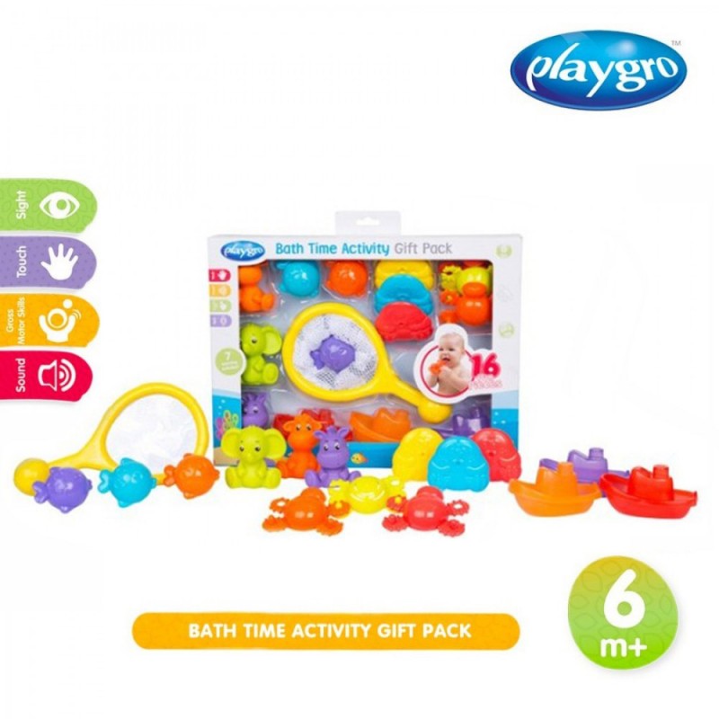 Playgro Bath Time Toys Activity Gift Pack / Kado Mainan Mandi Bayi - Isi 16 Pcs