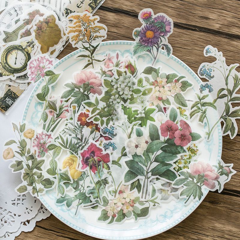 

10 pcs Flower Vintage Washi Sticker for Journaling Stiker Jurnal