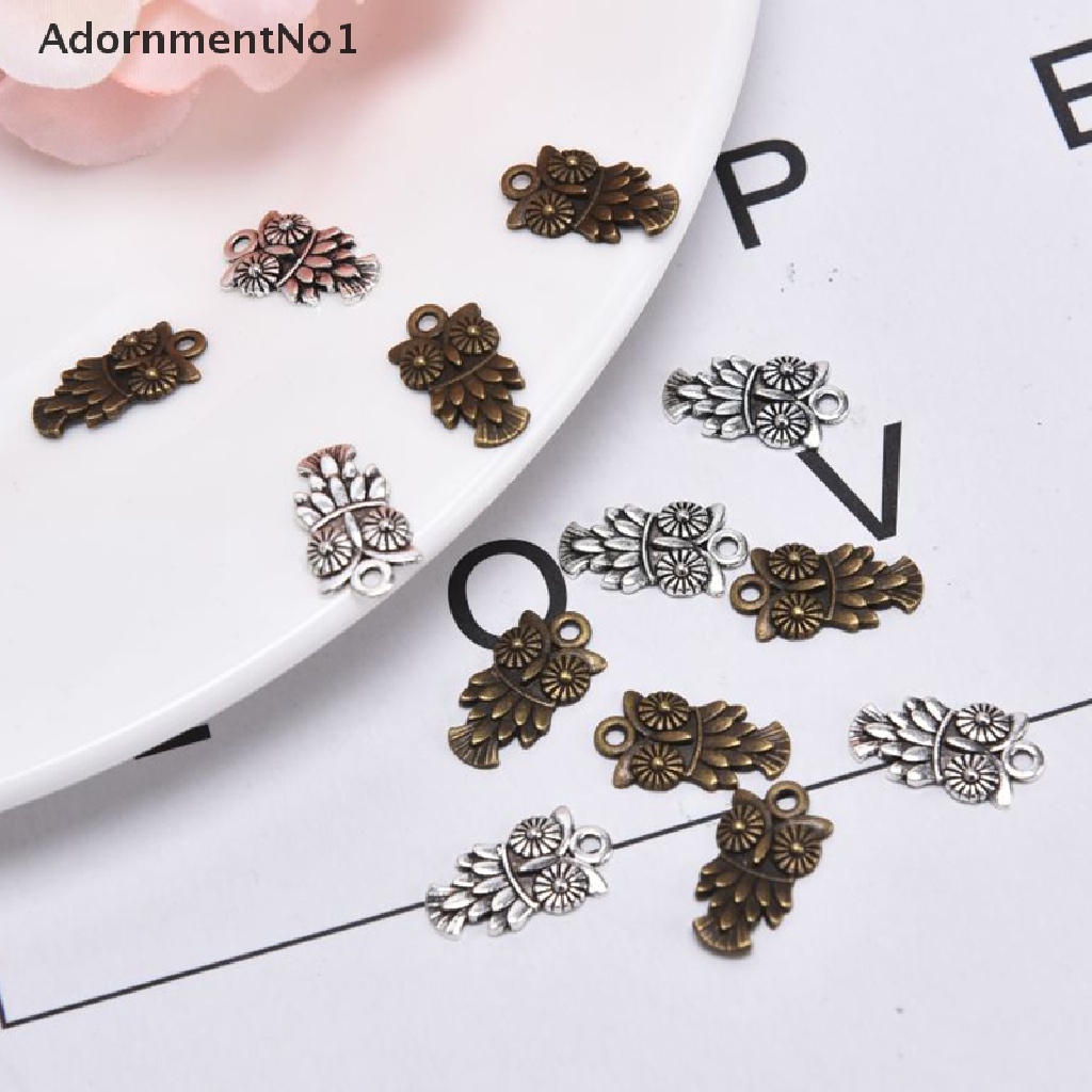 (AdornmentNo1) 10pcs / Set Liontin Bentuk Burung Hantu Bahan Alloy Gaya Vintage Untuk Kerajinan Tangan DIY