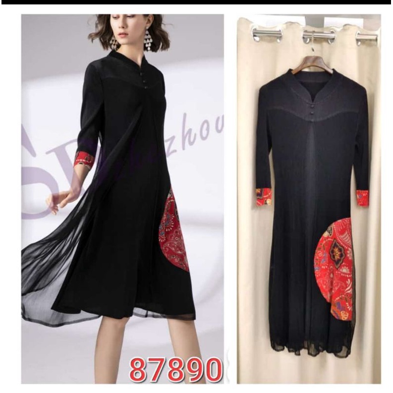 dress plisket wanita / dress plisket 2 layer / dress plisket kerah sanghai / dress plisket premium b