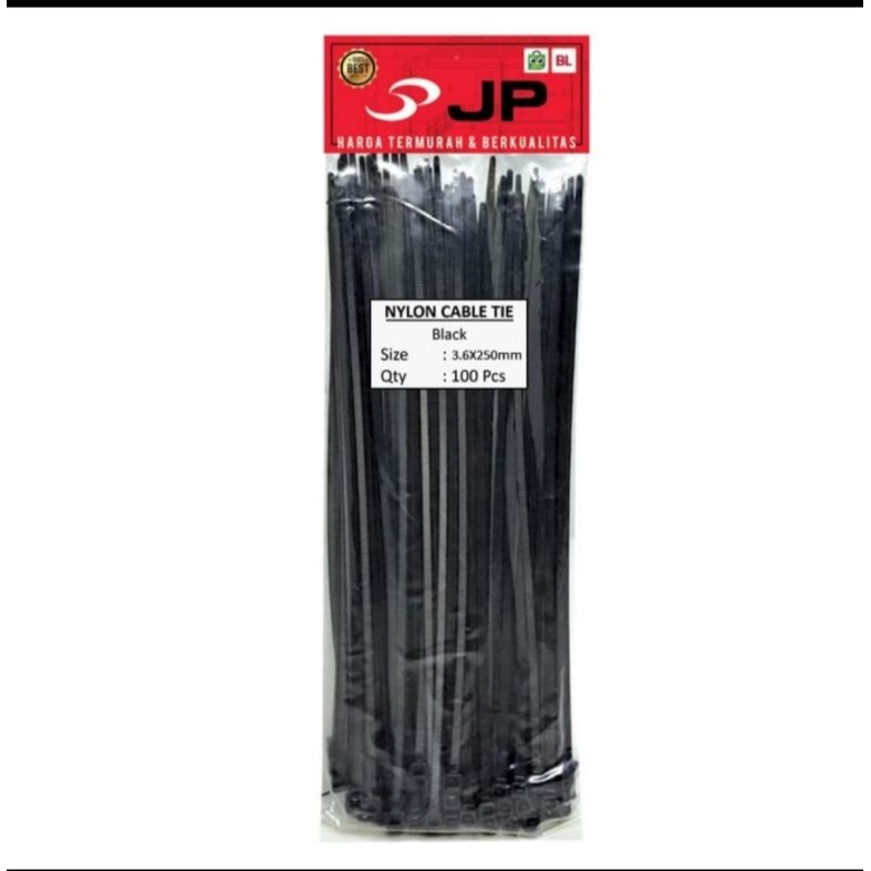 KABEL TIES 3,6 × 250 MM HITAM - PENGIKAT KABEL TIES - CABLE TIES 100PCS