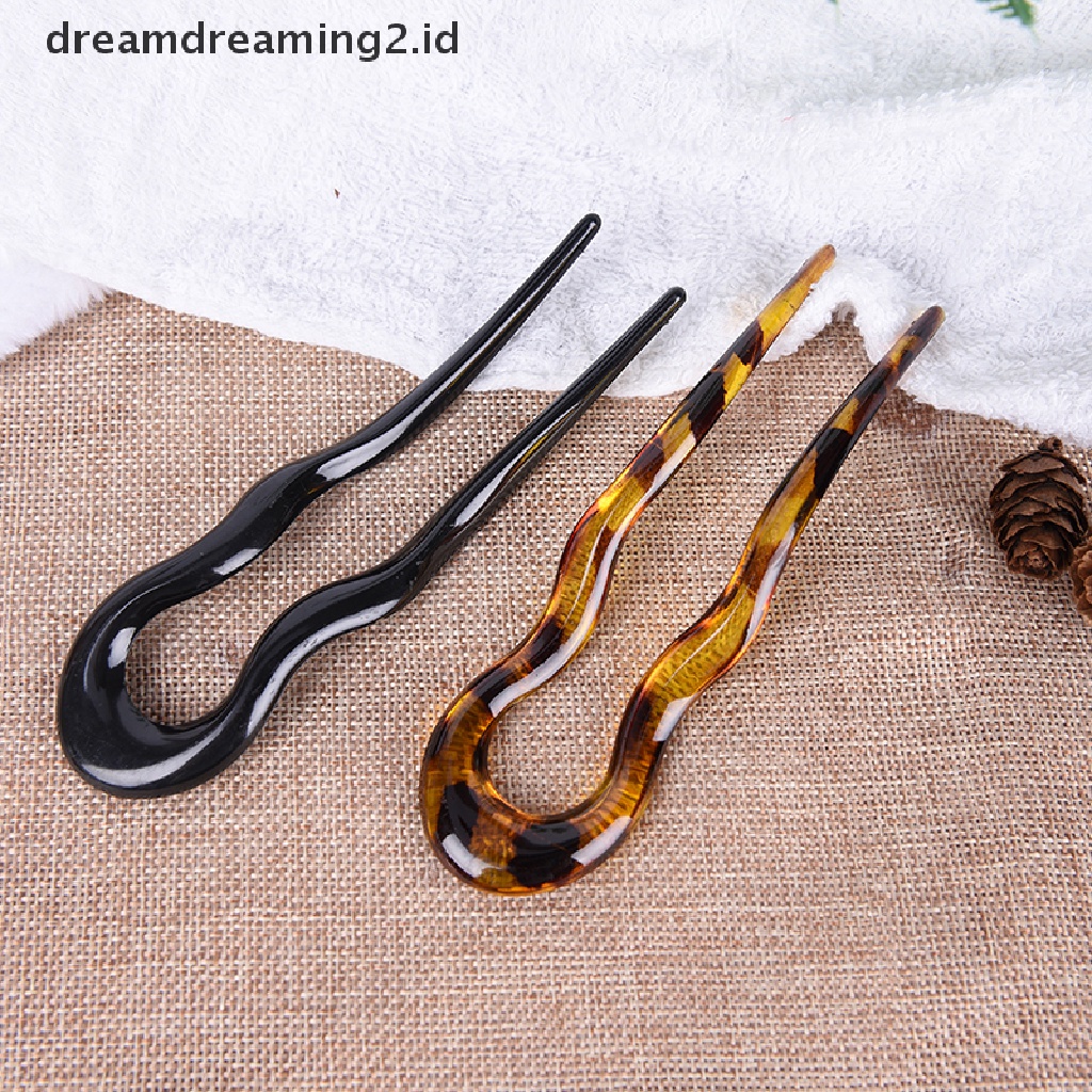 Pin Stick Rambut Tradisional Bentuk U Bahan Resin Gaya Retro Untuk Wanita