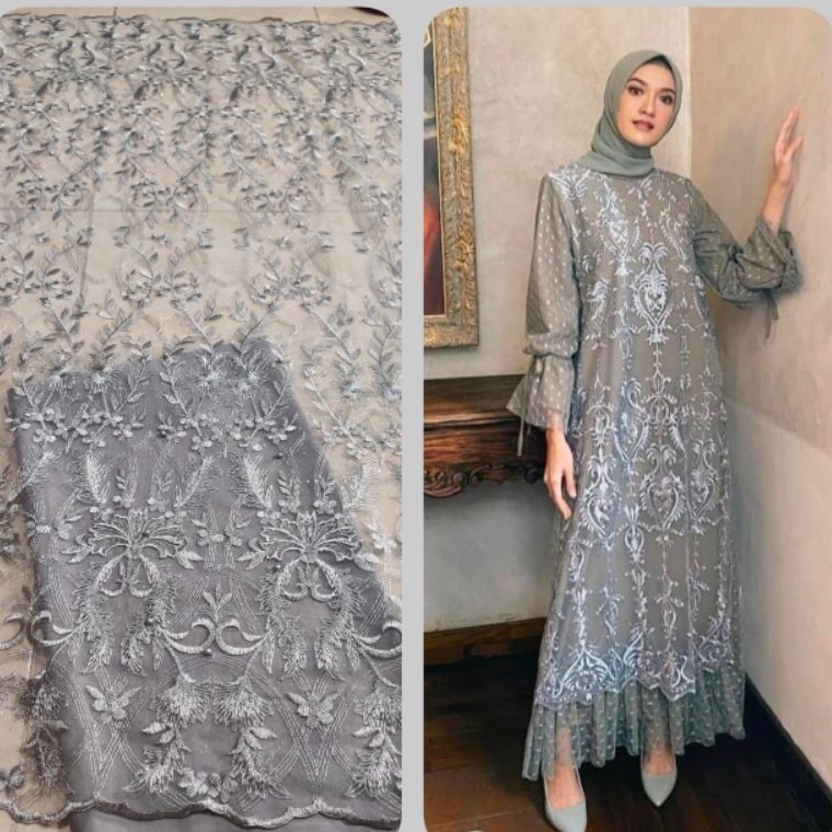 INTANA DRESS / GAMIS MUSLIM / DRESS MUSLIM/BROKAT TILE MUTIARA/GAMIS JUMBO / DRESS JUMBO
