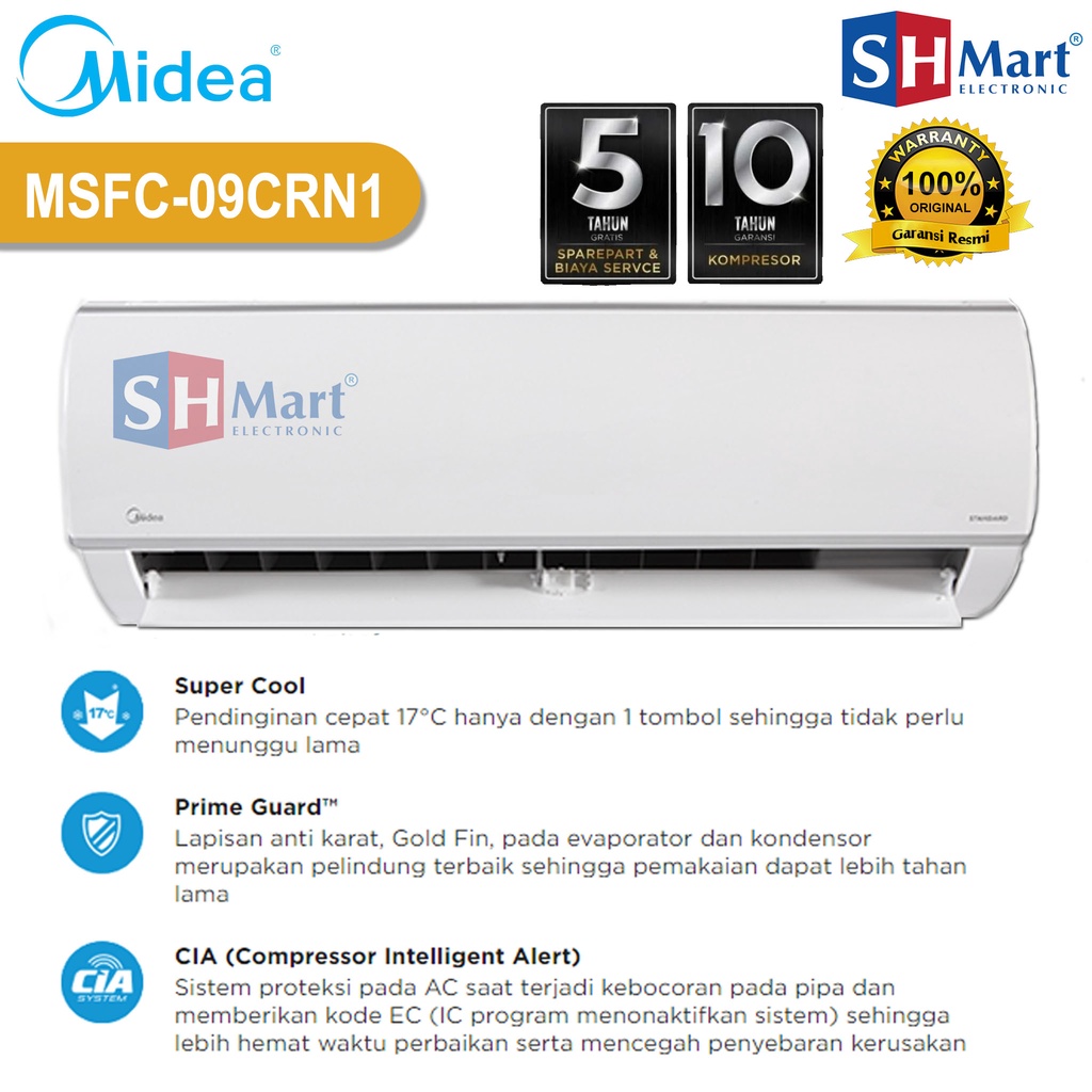 AC MIDEA 1 PK NEW R32 LOW WATT MSFC-09CRN GARANSI RESMI (MEDAN)