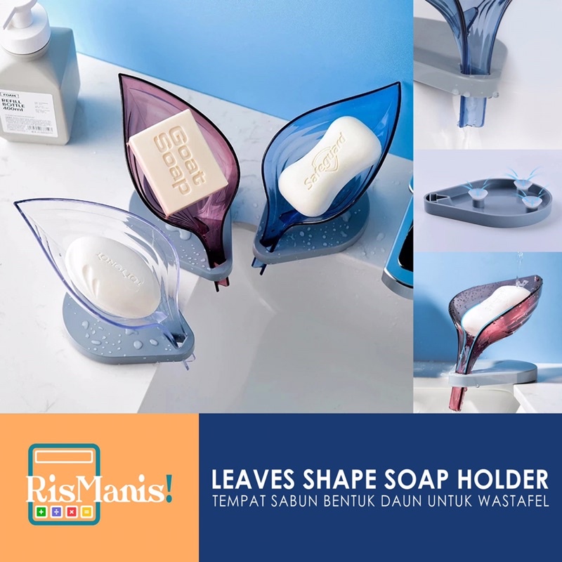 LEAVES SHAPE SOAP HOLDER - Tempat Tatakan Wadah Sabun Batang Spons Cuci Piring Wastafel Toilet Dapur