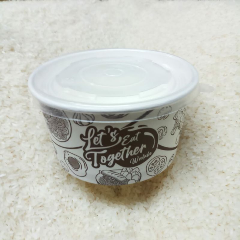 PAPER BOWL 650ML MOTIF + TUTUP