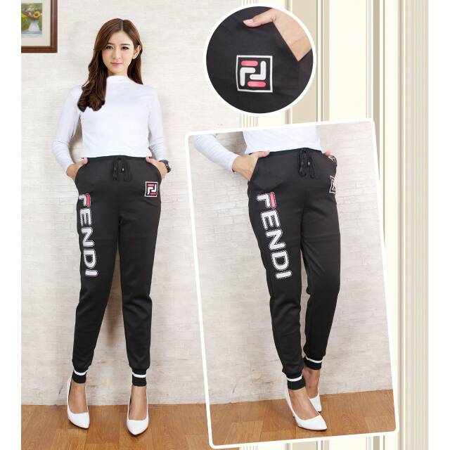 sL - Celana FENDI rib Celana Joger FENDI bahan scuba import tebal dan halus bahannya pinggang