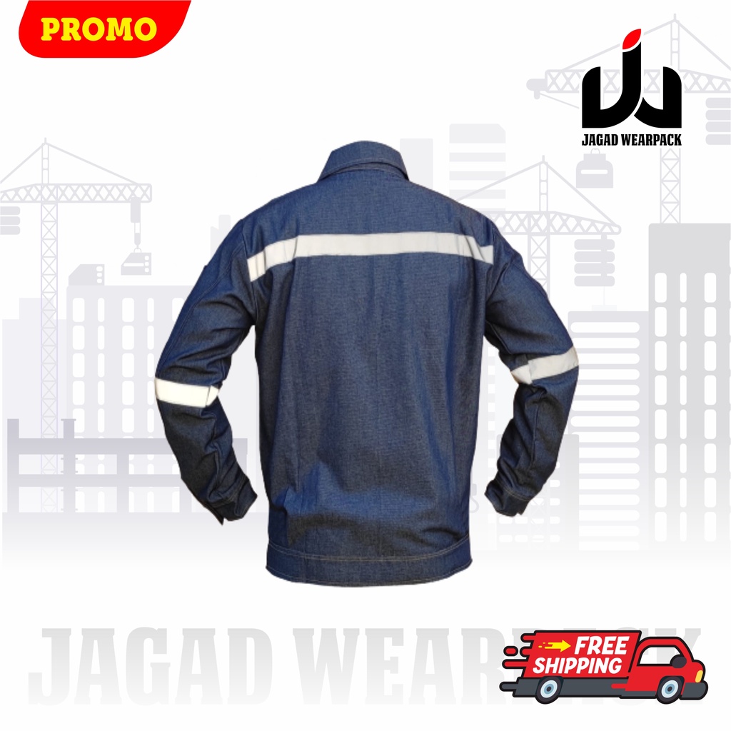 Wearpack Safety Atasan BAHAN LEVIS (Kemeja Safety/Baju K3/Baju Kerja Lapangan/Seragam/proyek)