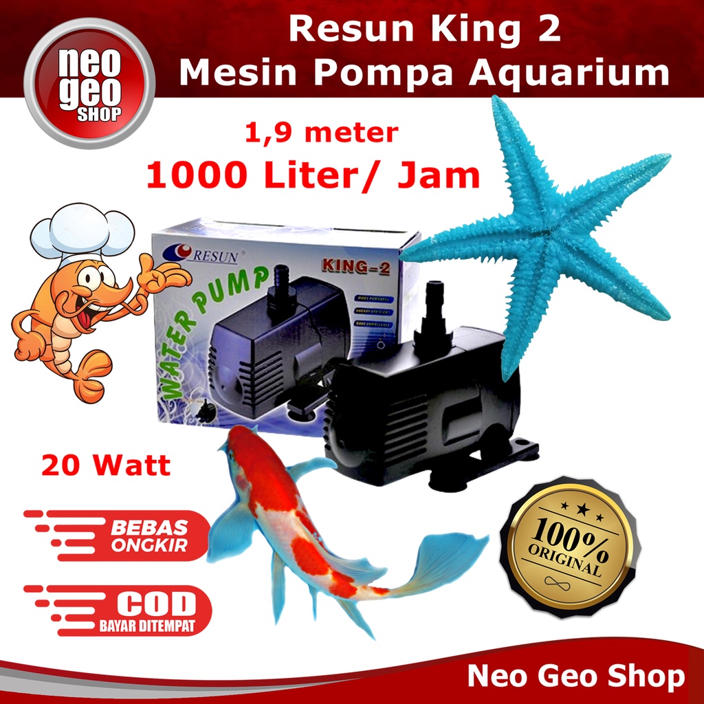 Resun King 2 Pompa Celup Aquarium Kolam Hidroponik