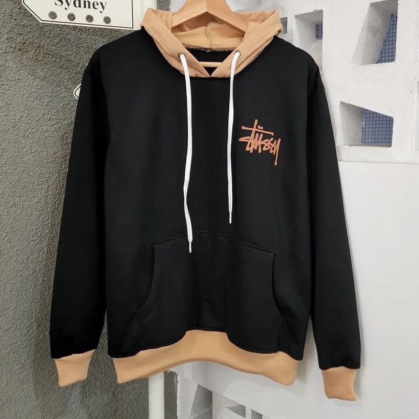 Hoodie Unisex Oversize Terbaru Motif Stussy Bahan Pleece Gaya Ala Korea