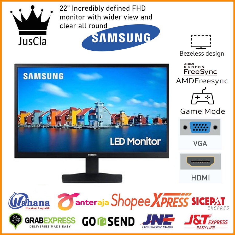 MONITOR SAMSUNG S22A33 LED MONITOR SAMSUNG 22 INCH, VGA DAN HDMI PORT, RESMI