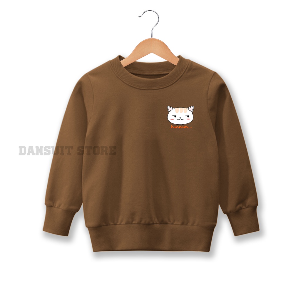 Sweater Anak Perempuan Sweater Crewneck Motif Kucing CAT Anak Usia 4-13 Tahun