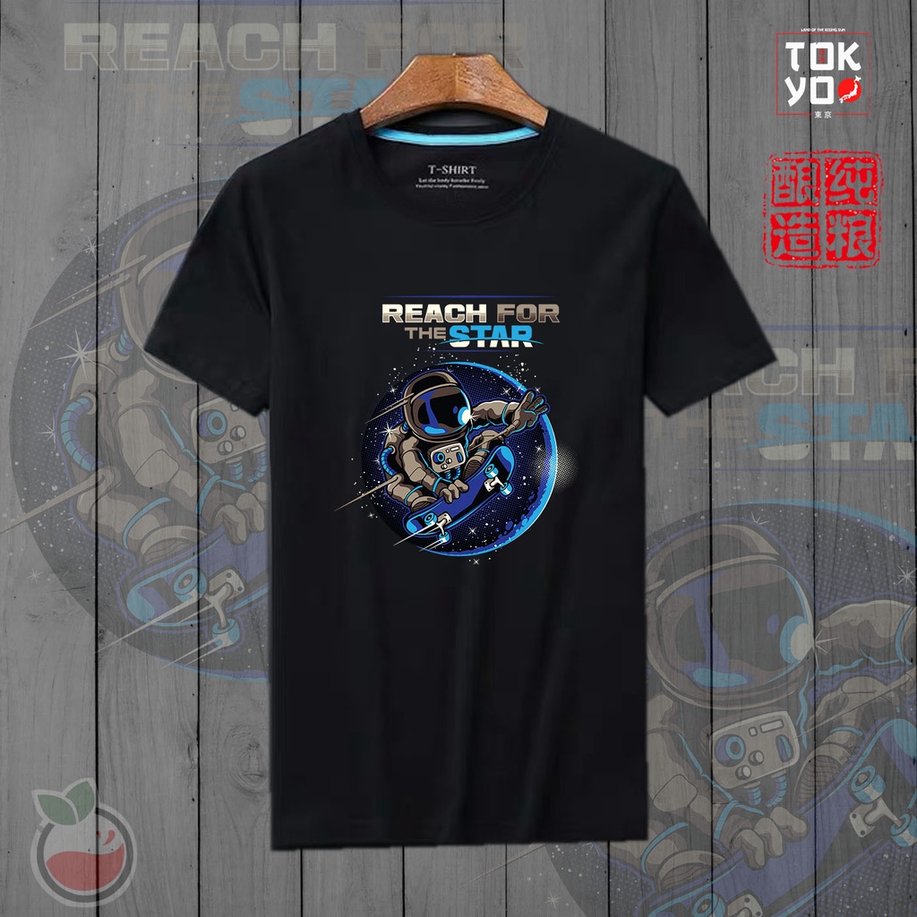 Lilipop Kaos Tshirt  Pria Wanita Astronot Baju Distro Basic Lengan Pendek Cowok Kasual