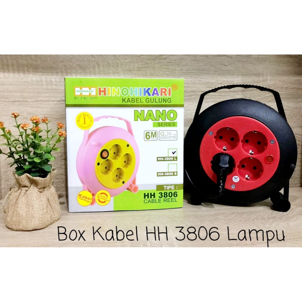 Kabel Roll 6 Meter HINOHIKARI 3806L / Stop Kontak 4 Lubang 6 Meter