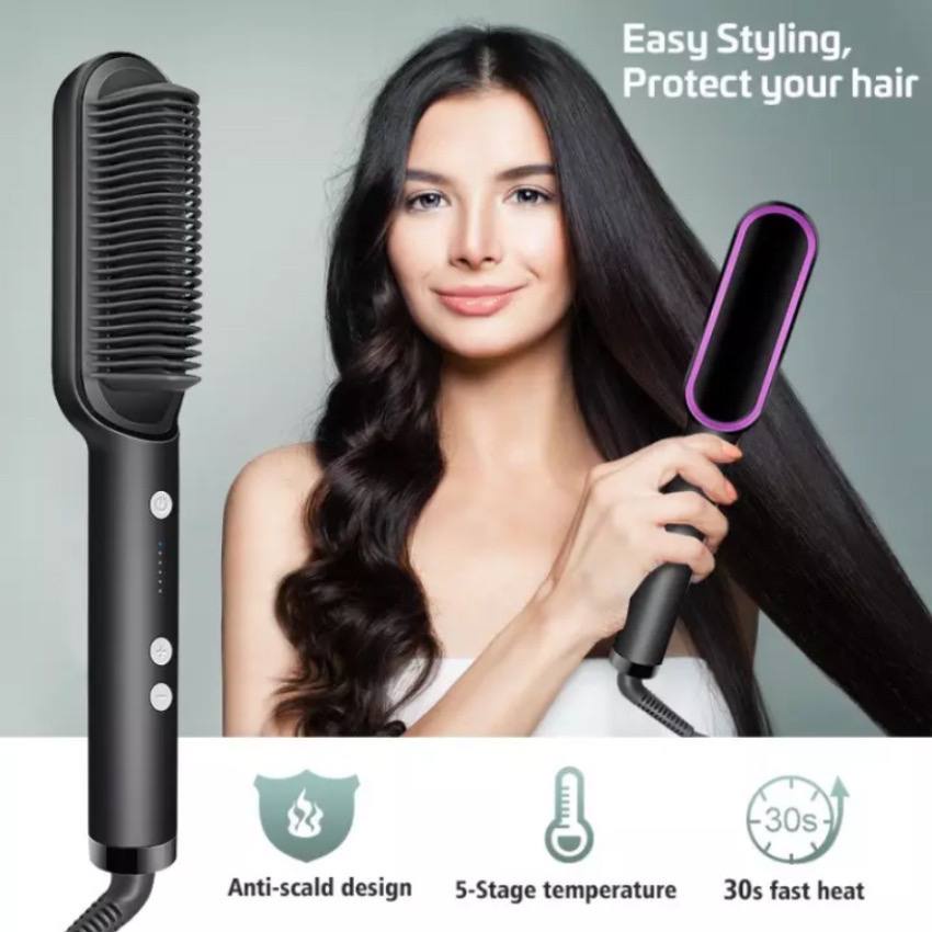 JT - Catok Sisir Pelurus Rambut Hair Straightener Curler 2 in 1 catokan sisir listrik