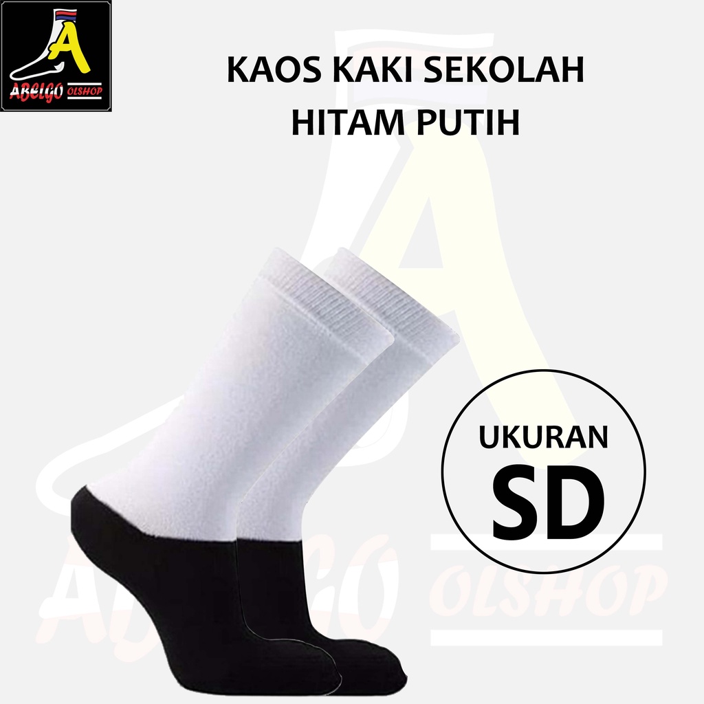 kaos kaki sekolah hitam putih SD/SMP/SMA/kaos kaki anak sekolah putih telapak hitam