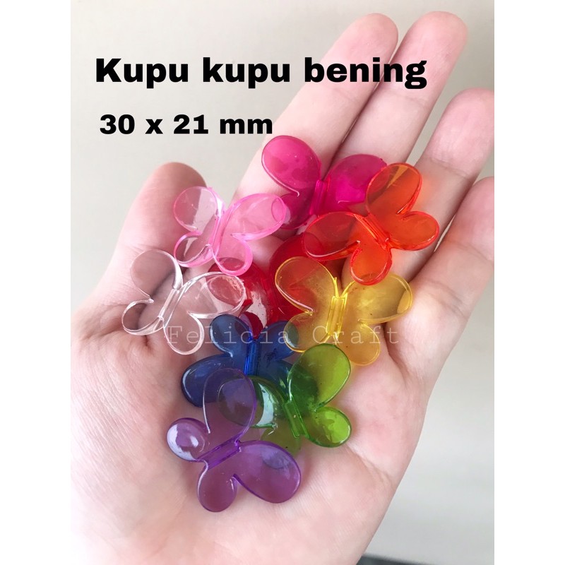 [10pc] manik kupu kupu besar bening mix warna