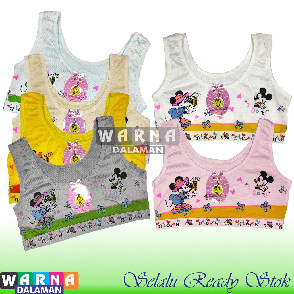 6 Pcs MINISET Anak SD SMP Bra Remaja ABG Gadis Mini Set Motif Gambar Warna Random | WARNA DALAMAN