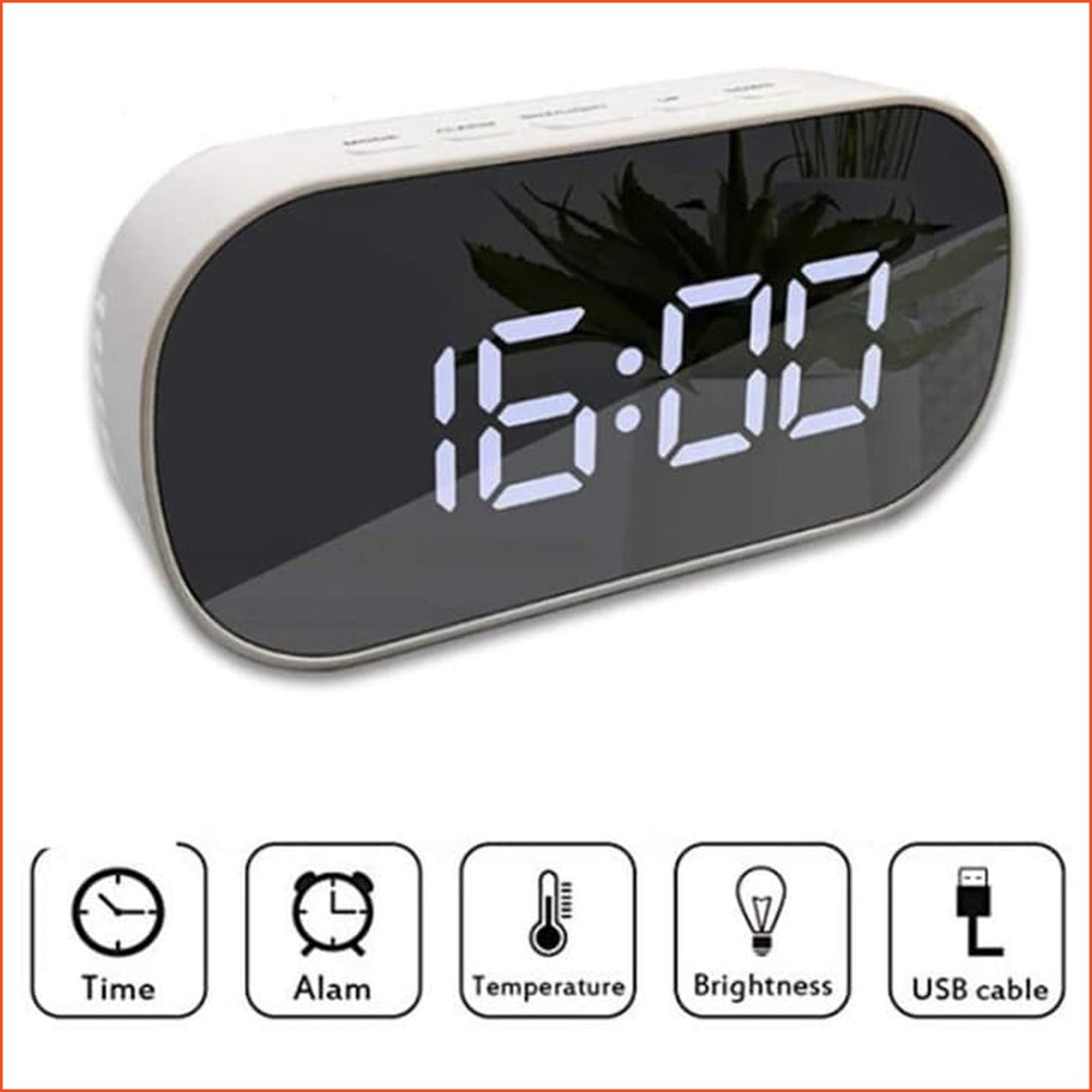 Sonifer Jam Meja Digital Mini LED DT-6506 Weker Alarm Putih