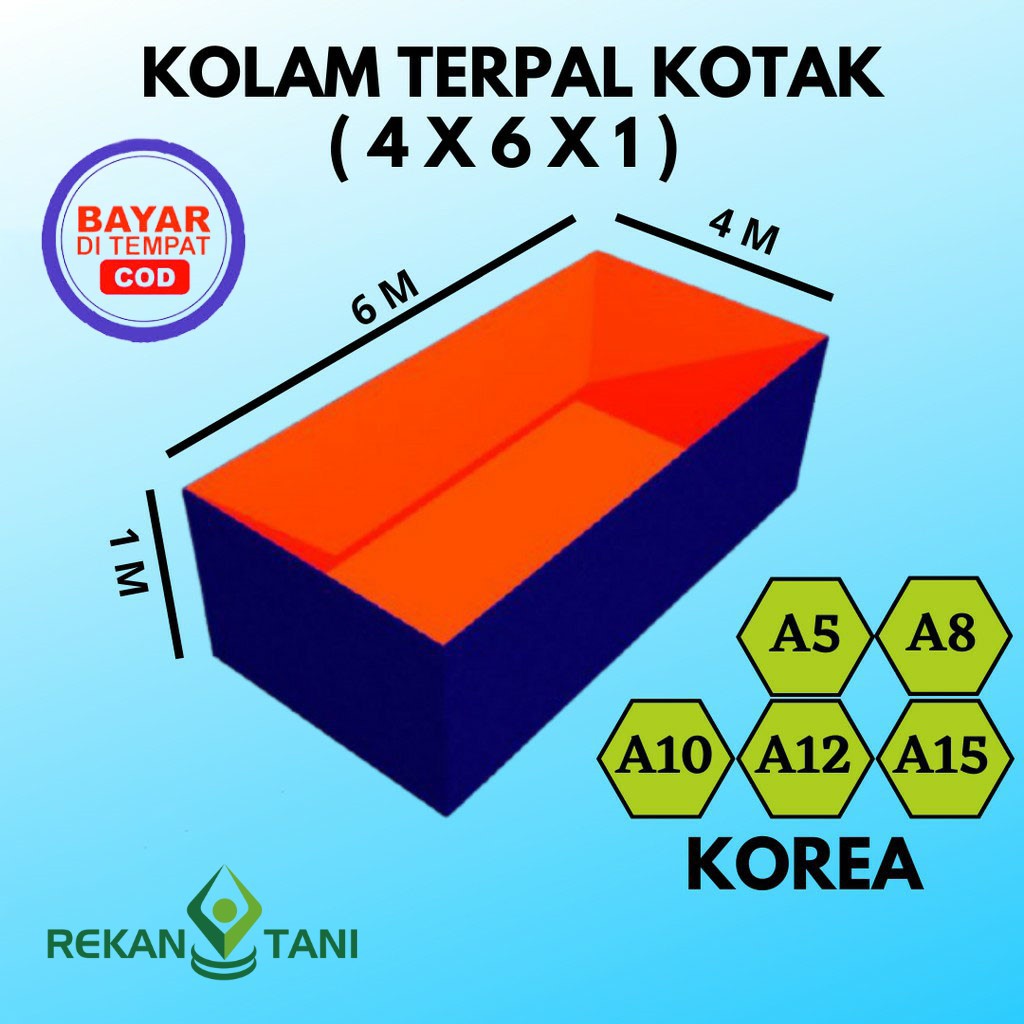 Kolam Terpal Kotak 4x6x1 Korea Pilihan Tebal Terlengkap