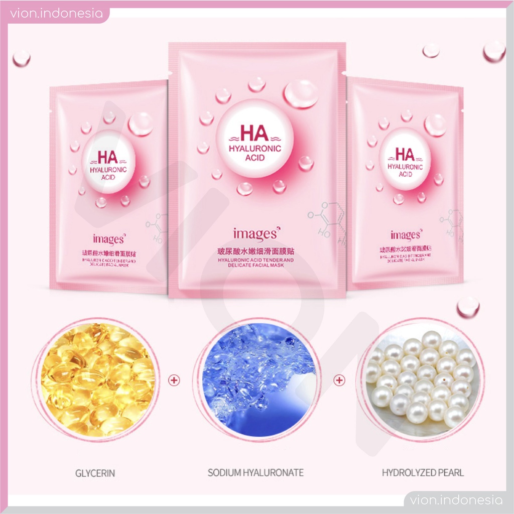 IMAGES HA Hyaluronic Acid Facial Mask Sheet Masker Wajah Moisturizing Pelembab IM003