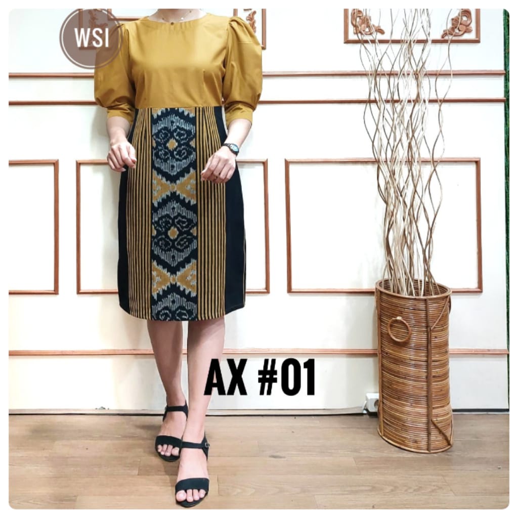 TERBARU Dress Tenun asli jepara Kombinasi Bahan Polos Model Terusan Rumbai/Dress Tenun Halusan wanit