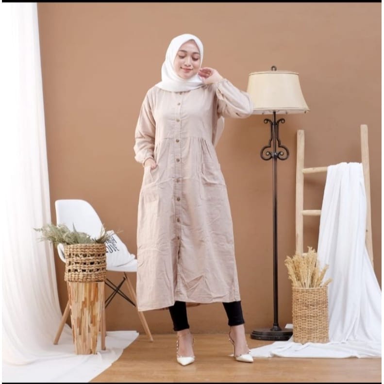 POCKU MIDI DRESS // DRESS WANITA BAHAN KATUN RAYON CASUAL